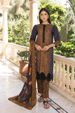 Cheeta Printed Embroidered Shirt Printed Trouser Bamber Chiffon Dupatta FFP23-23