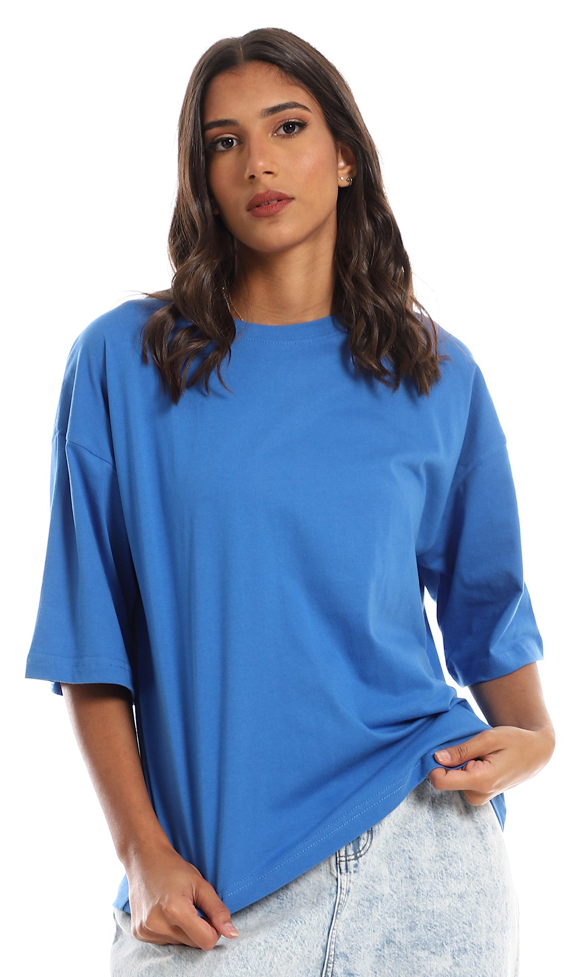 98831 Royal Blue Round Neck Cotton T-Shirt