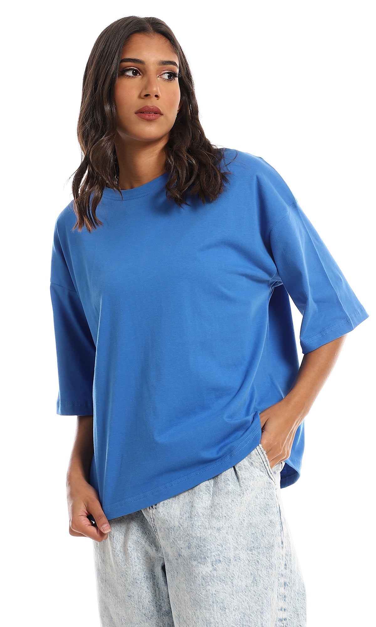 98831 Royal Blue Round Neck Cotton T-Shirt