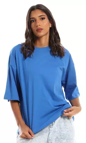 98831 Royal Blue Round Neck Cotton T-Shirt