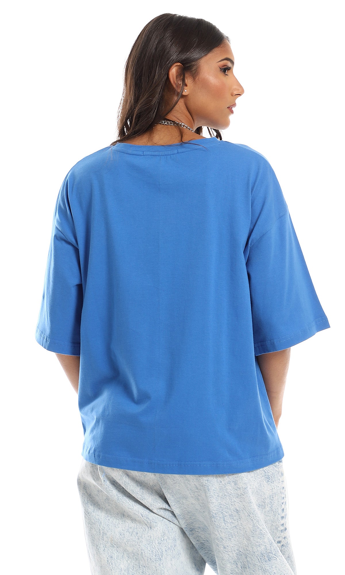 98831 Royal Blue Round Neck Cotton T-Shirt