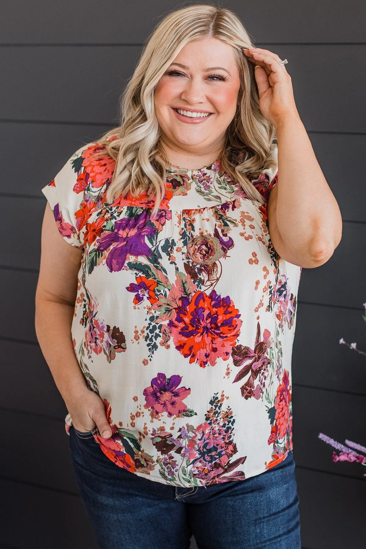 Ivory A Good Thing Floral Blouse