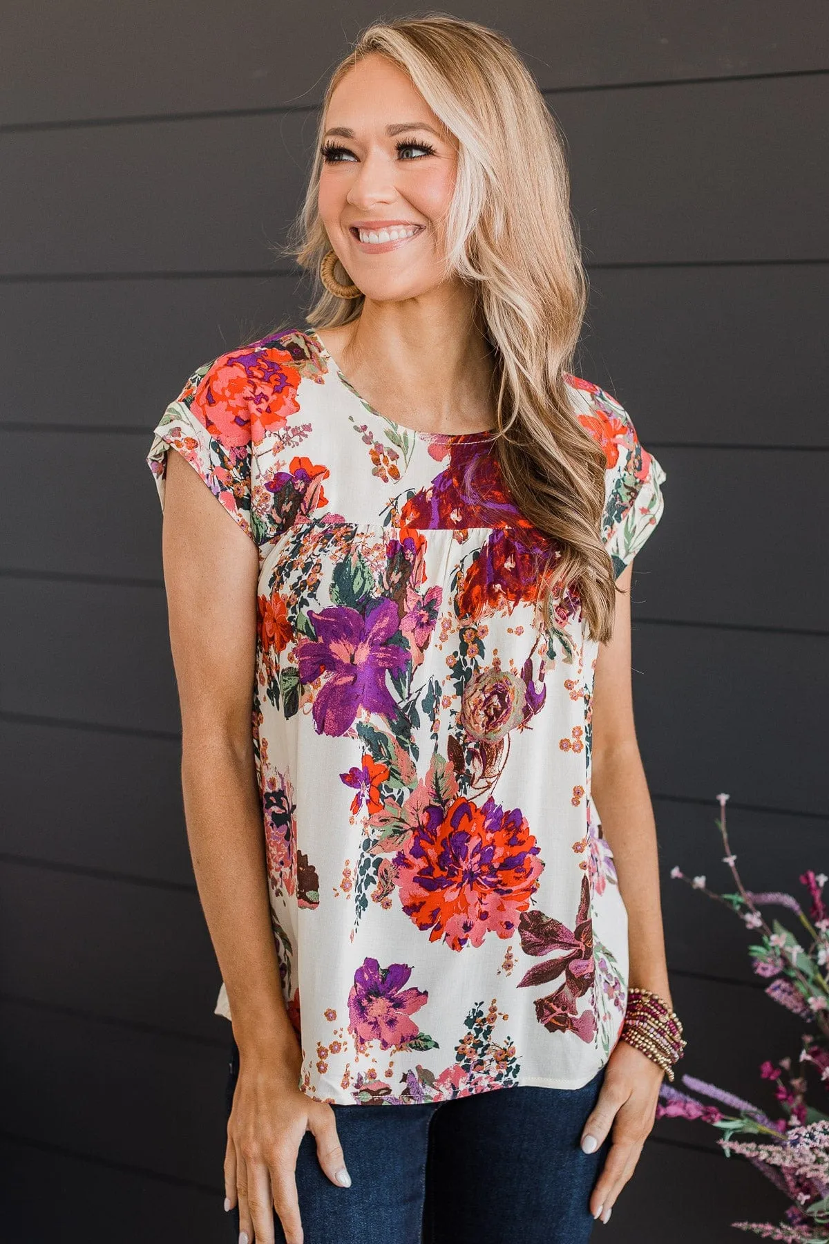 Ivory A Good Thing Floral Blouse