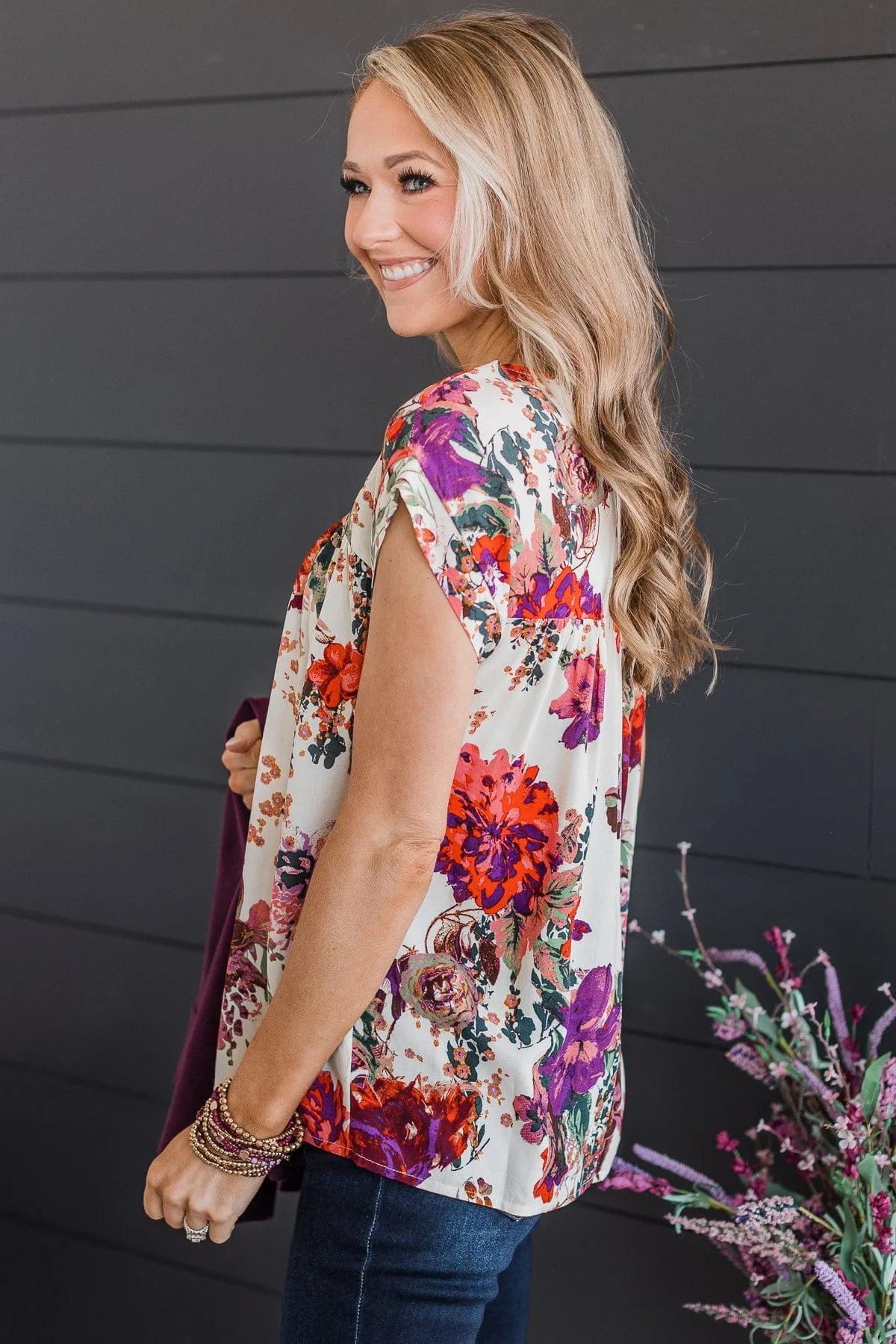 Ivory A Good Thing Floral Blouse