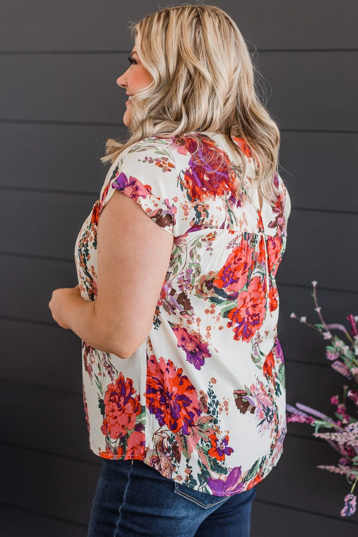 Ivory A Good Thing Floral Blouse