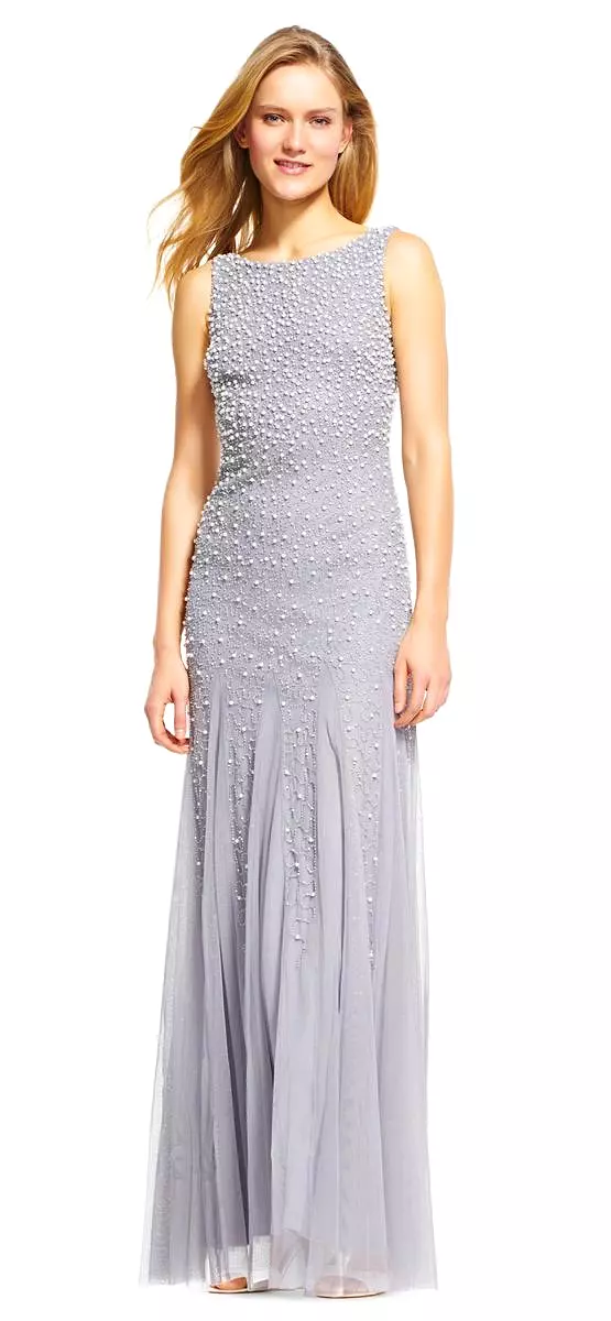 Adrianna Papell - AP1E200672 Dress - Pearl Beaded with Godet Skirt