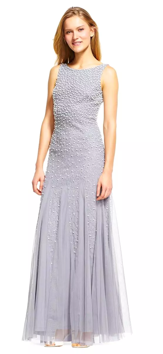 Adrianna Papell - AP1E200672 Dress - Pearl Beaded with Godet Skirt