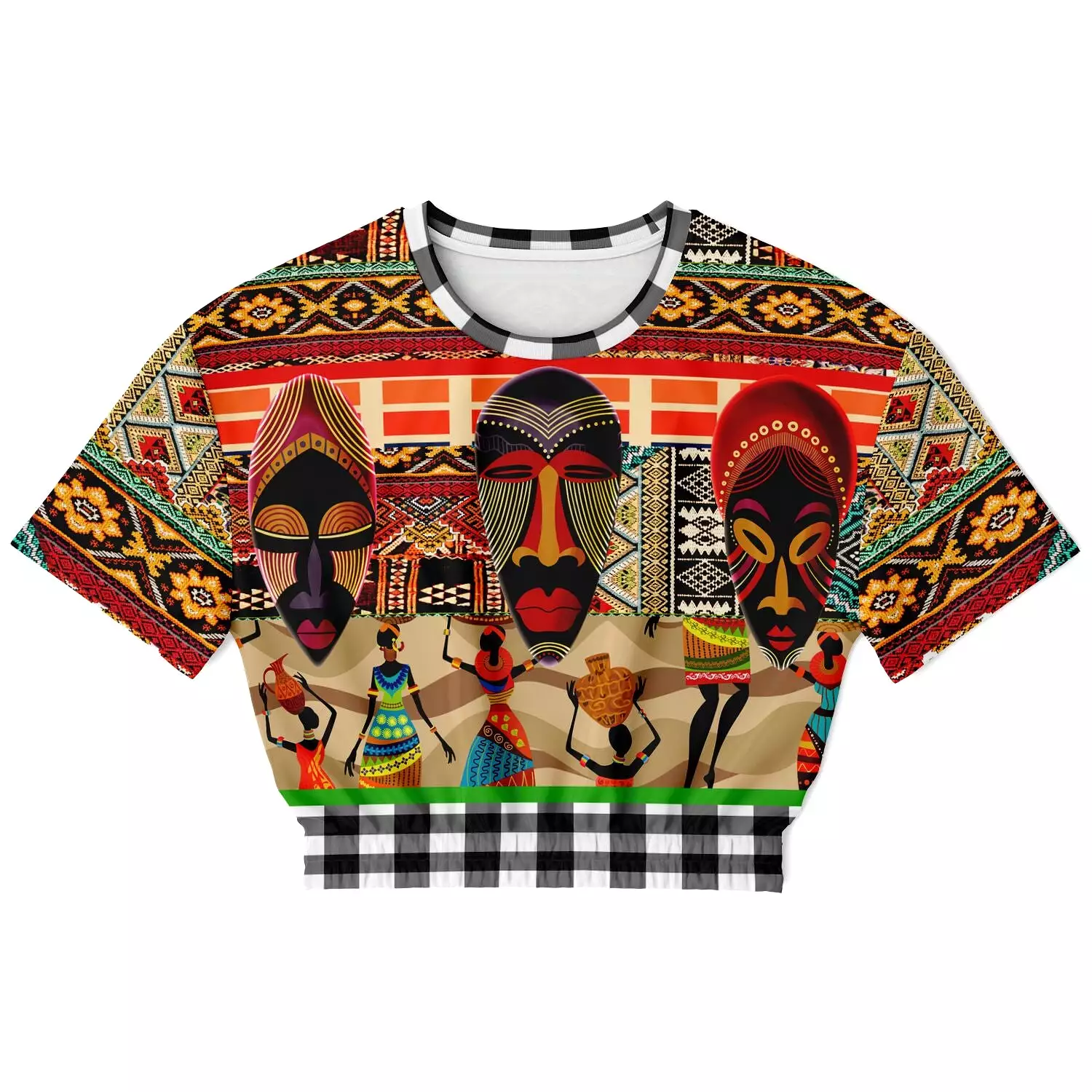 Africa Short Sleeve Cropped Eco-Poly Sweater