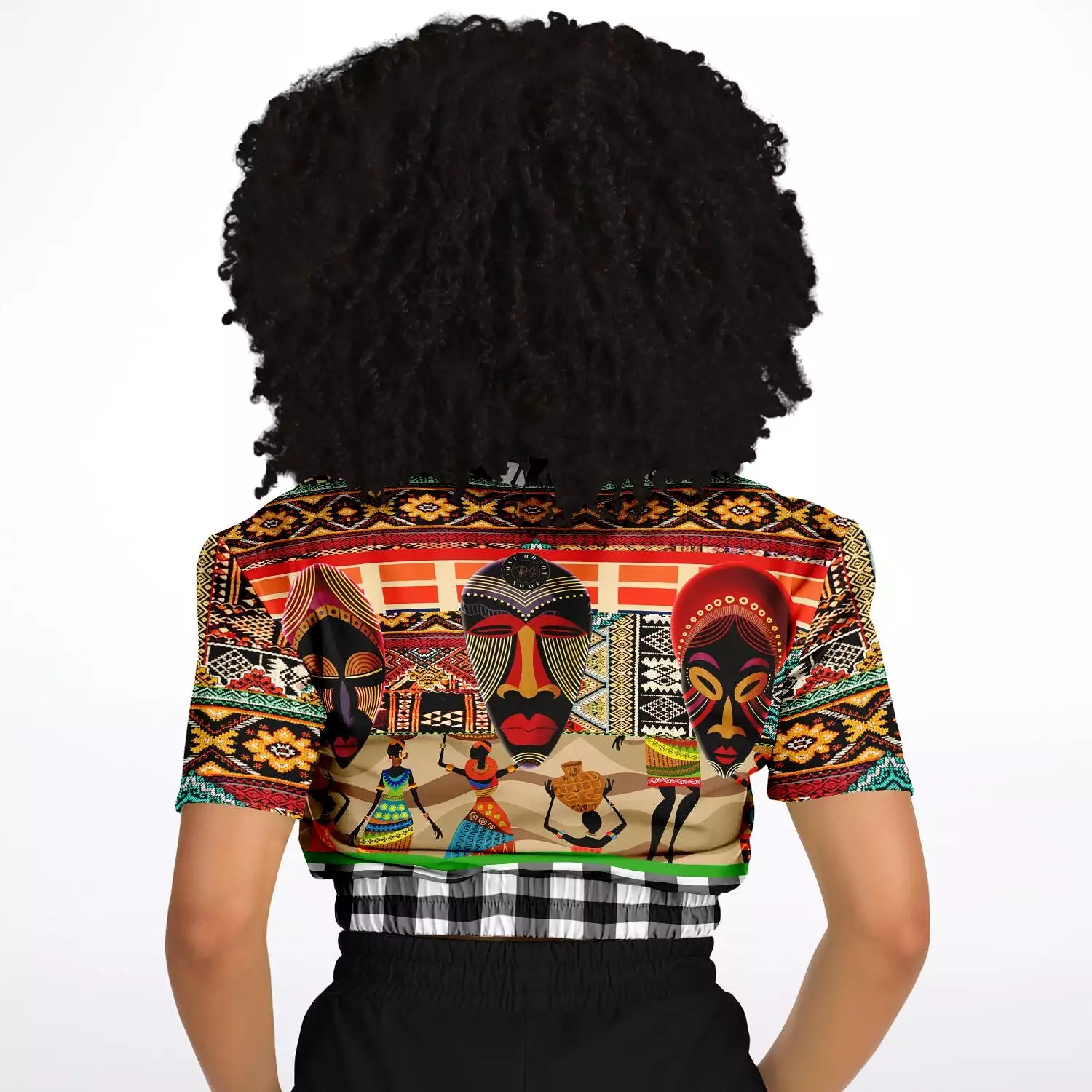 Africa Short Sleeve Cropped Eco-Poly Sweater