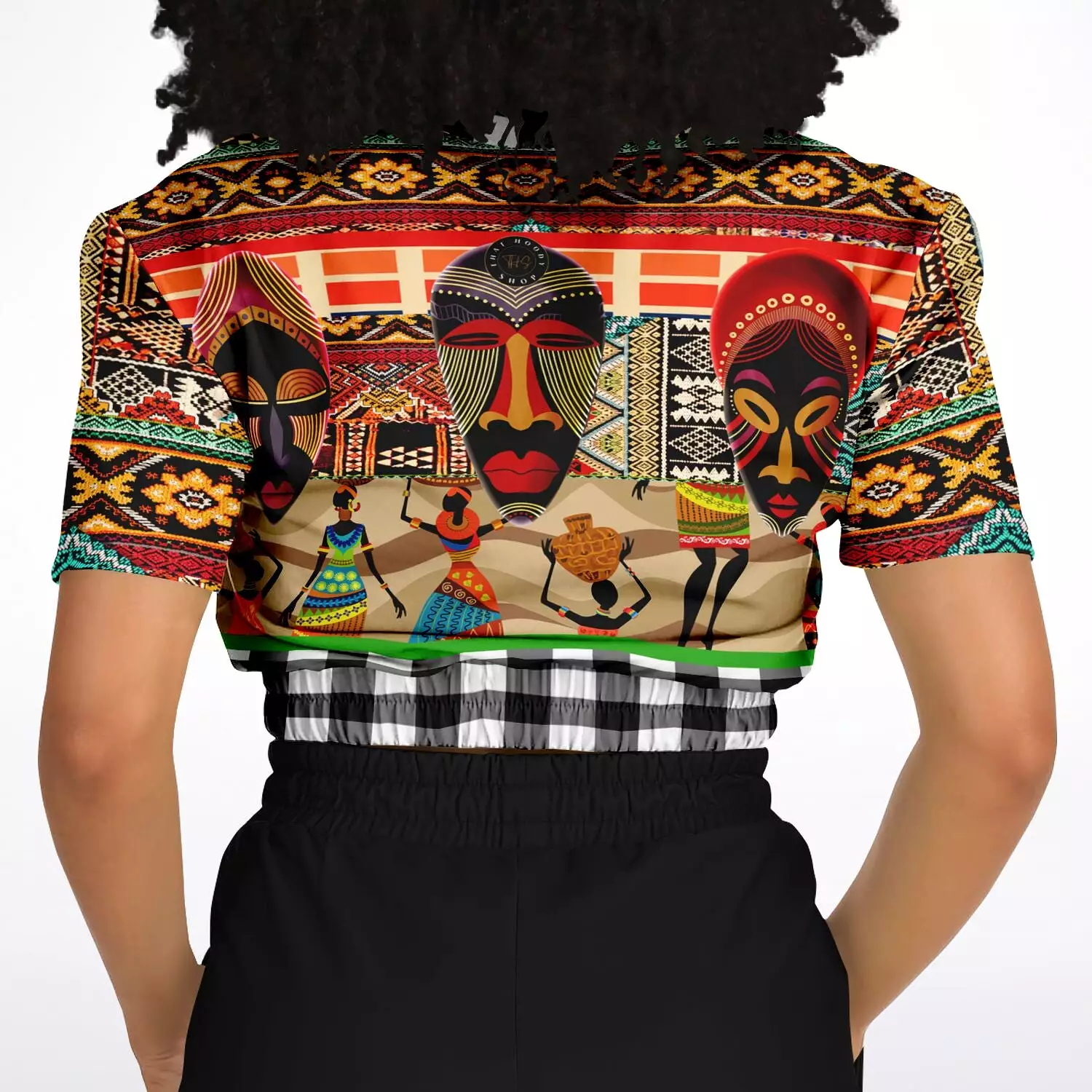 Africa Short Sleeve Cropped Eco-Poly Sweater