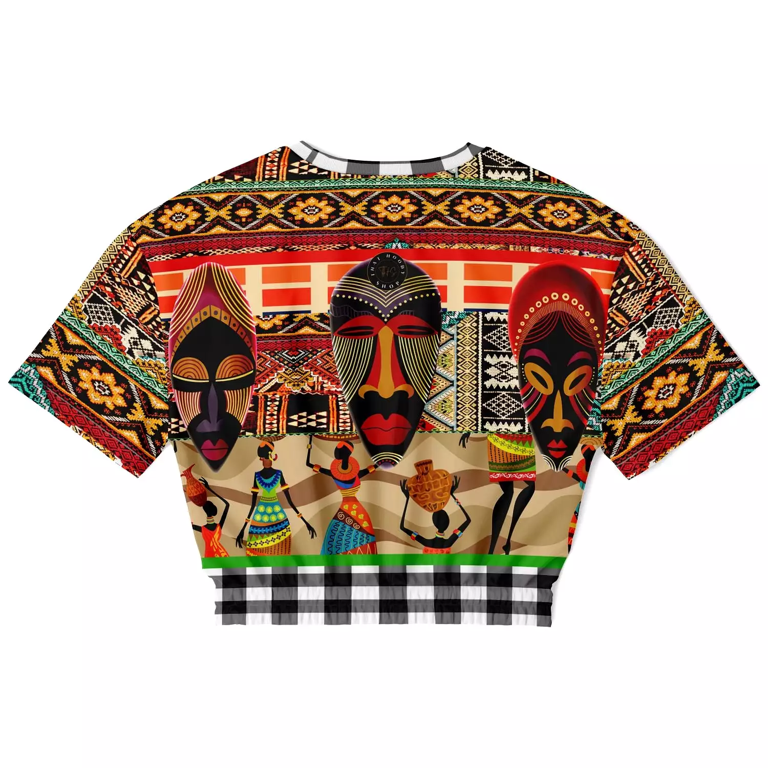 Africa Short Sleeve Cropped Eco-Poly Sweater