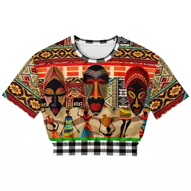 Africa Short Sleeve Cropped Eco-Poly Sweater