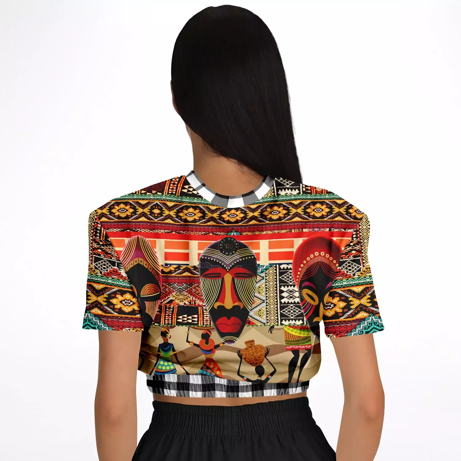 Africa Short Sleeve Cropped Eco-Poly Sweater