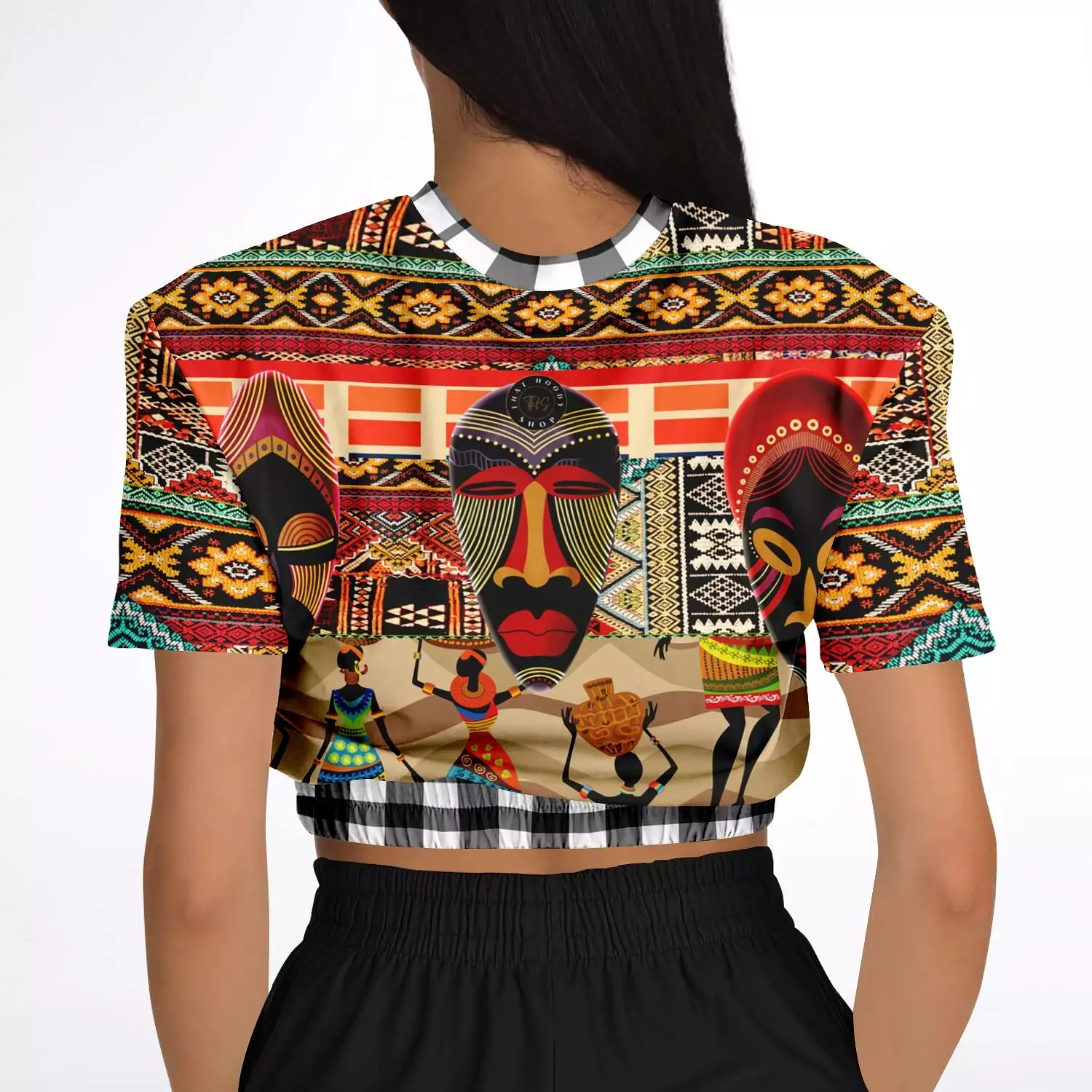 Africa Short Sleeve Cropped Eco-Poly Sweater