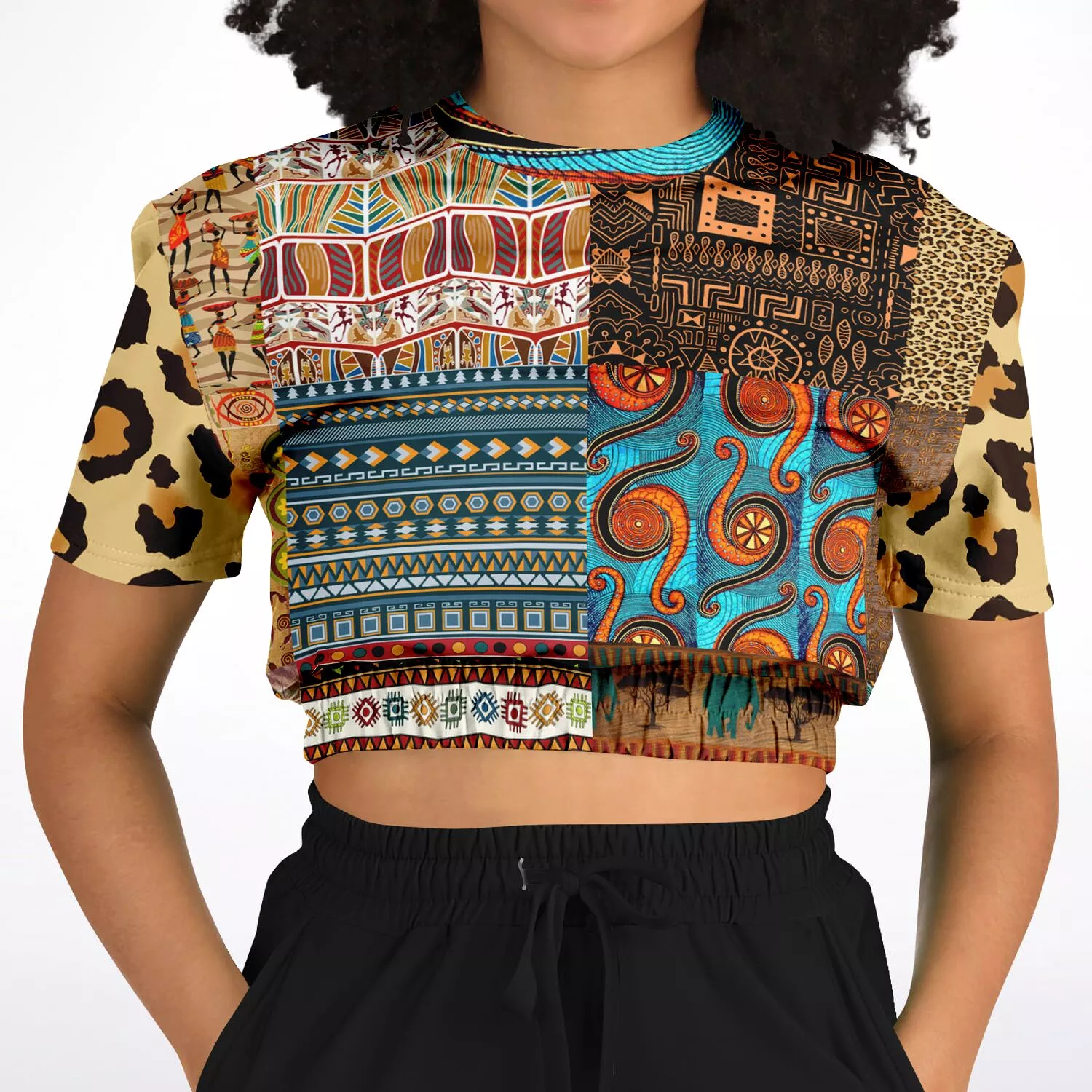 African Print Cropped Sweater