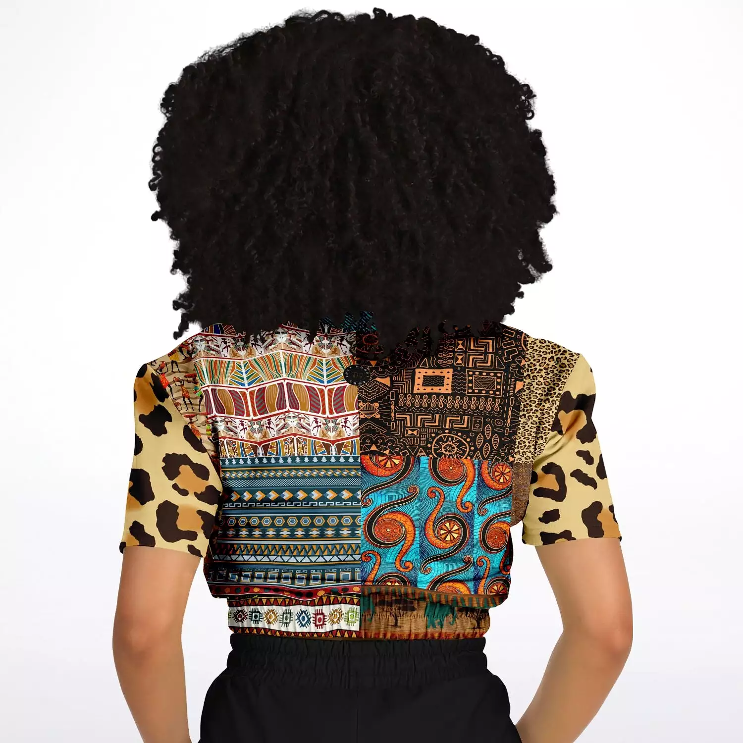 African Print Cropped Sweater