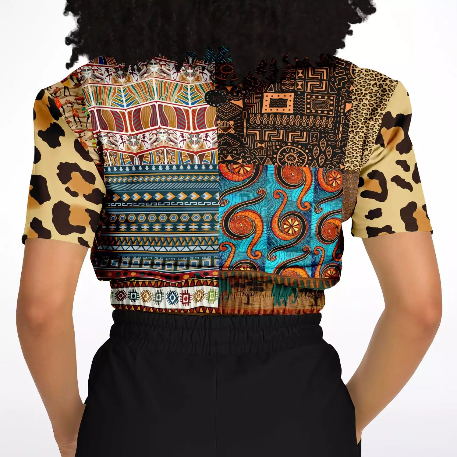 African Print Cropped Sweater