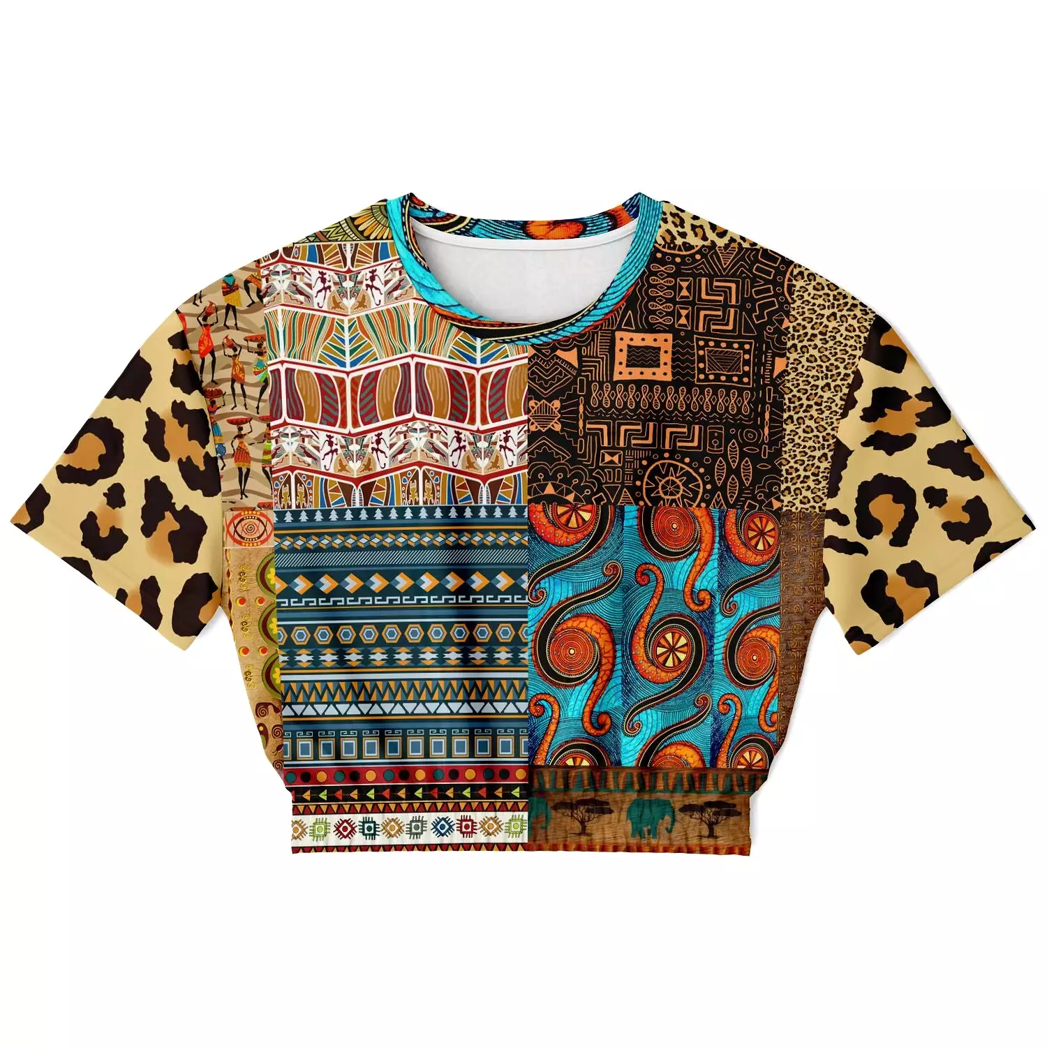 African Print Cropped Sweater