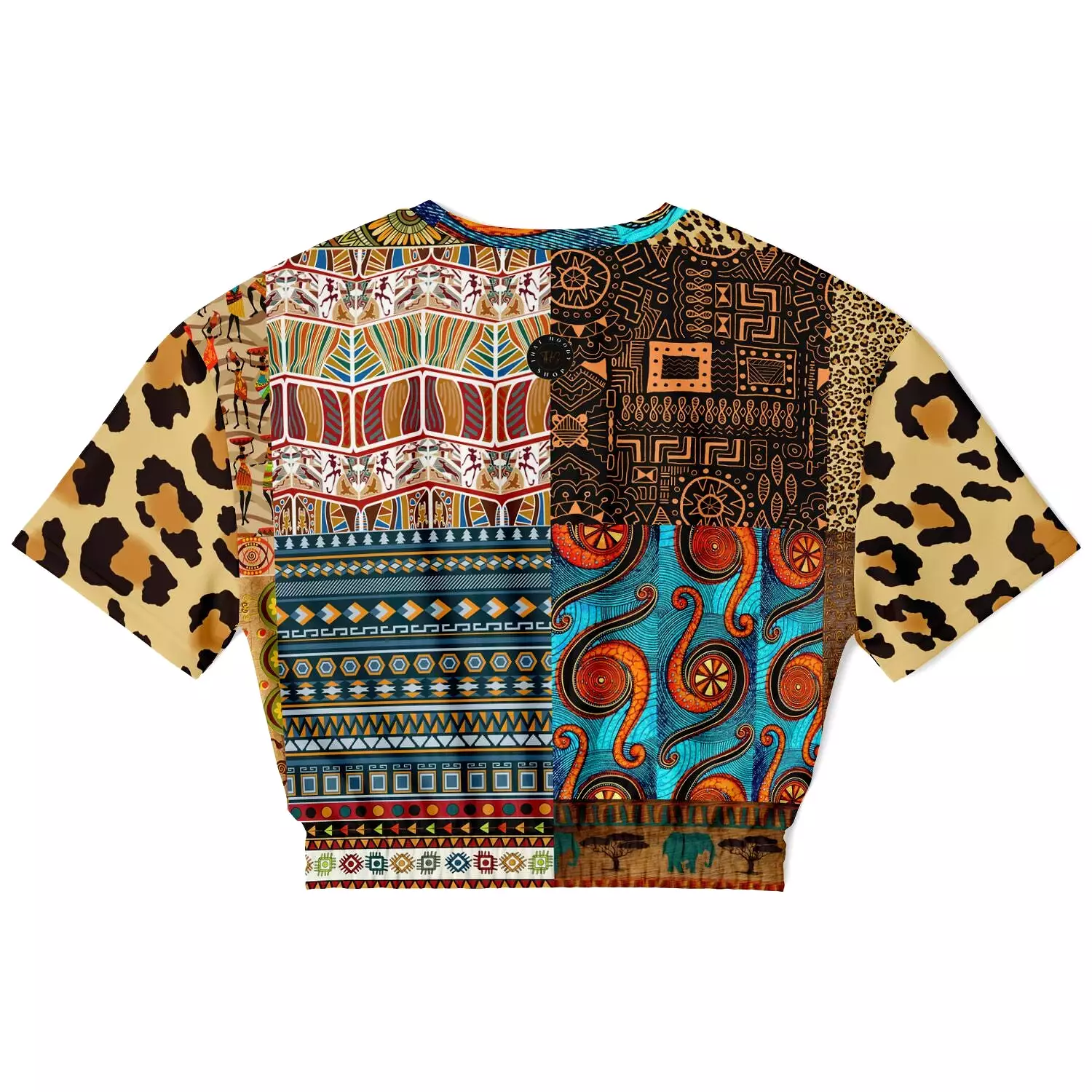 African Print Cropped Sweater