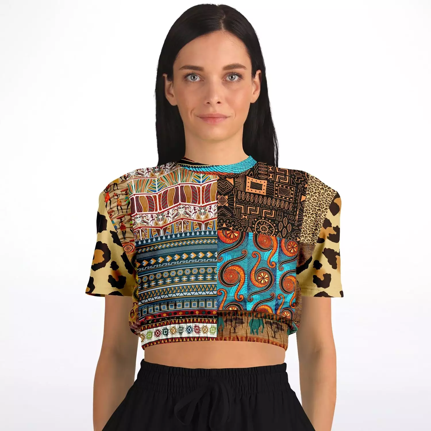 African Print Cropped Sweater