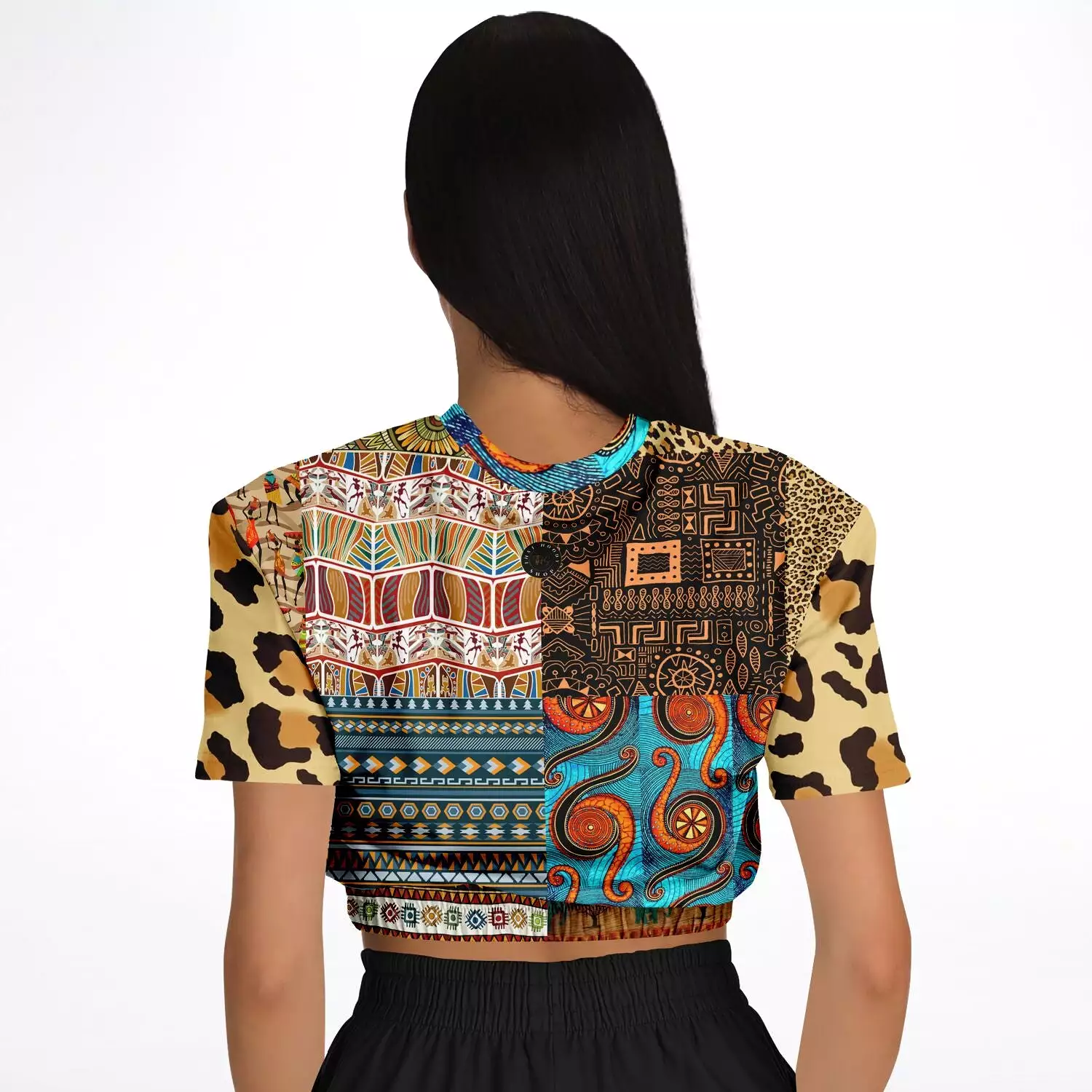 African Print Cropped Sweater