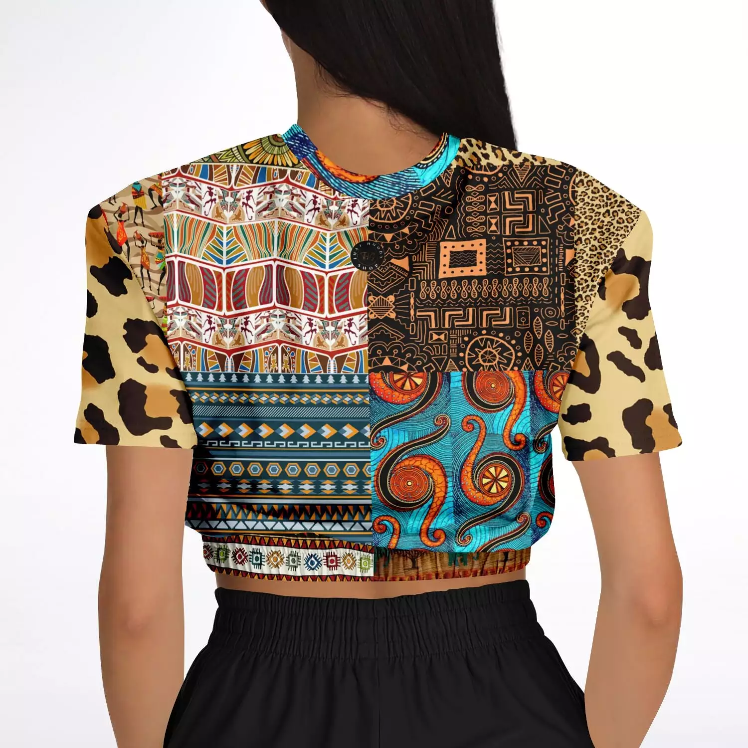 African Print Cropped Sweater