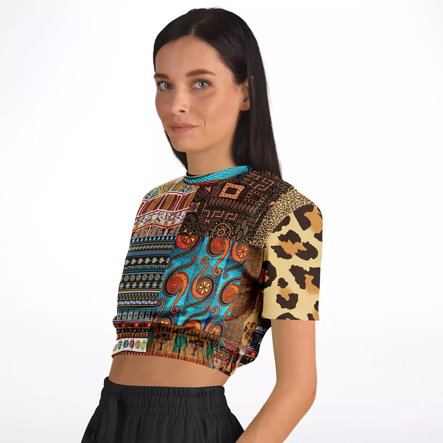 African Print Cropped Sweater