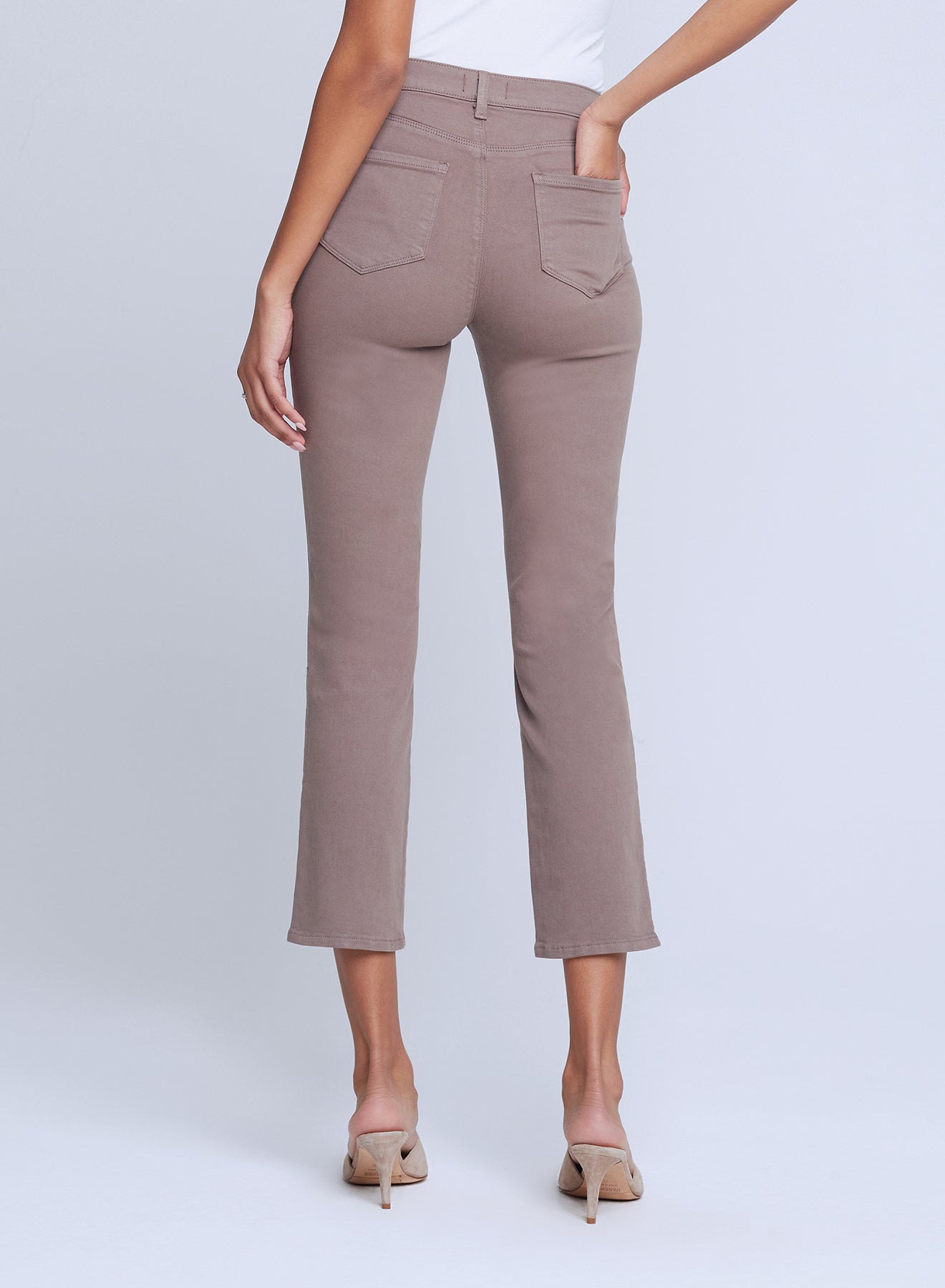 Agency - Alexia High Waist Crop Cigarette Jeans - Deep Taupe.