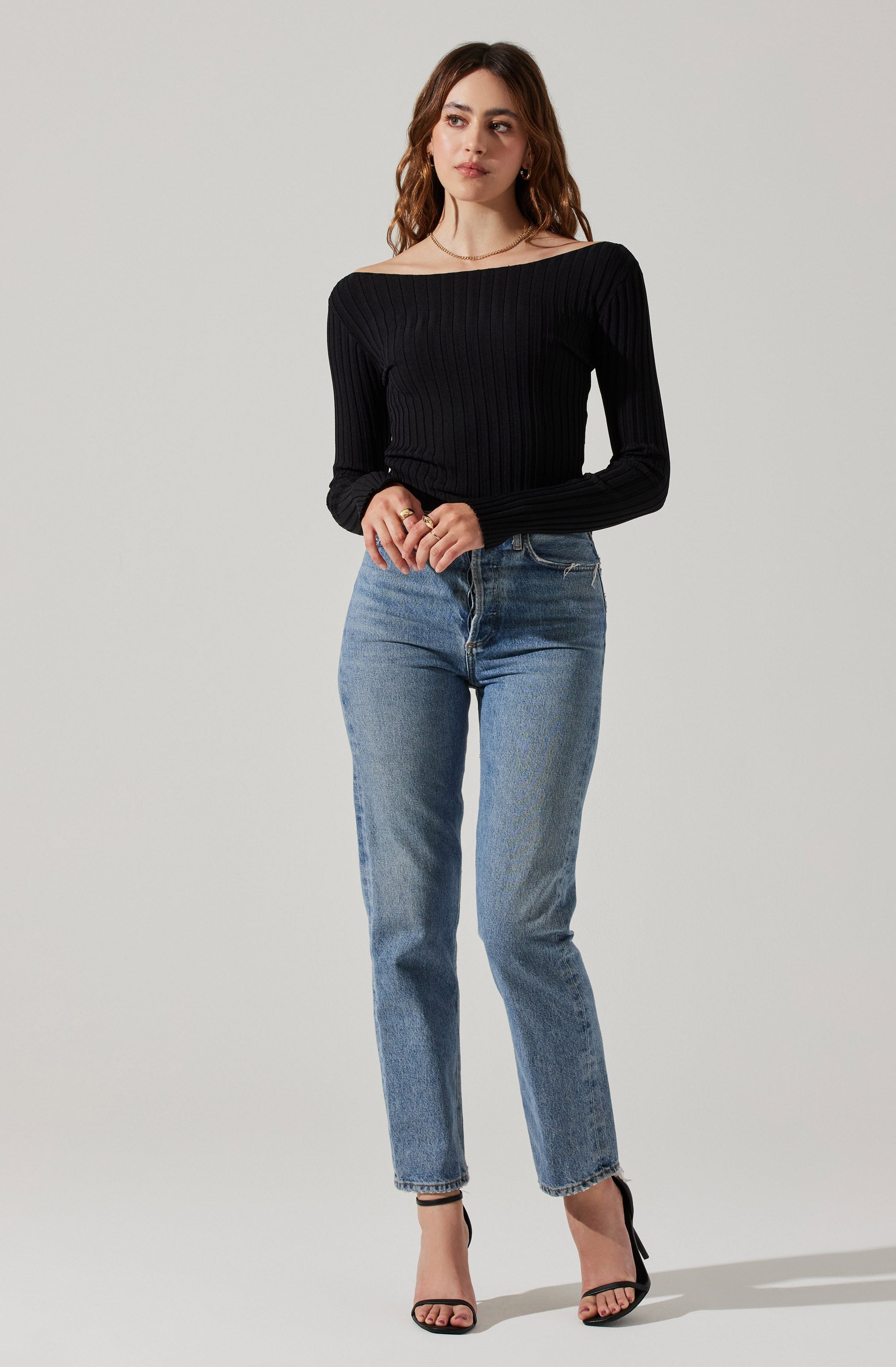 Alessandra Off Shoulder Ribbed Sweater