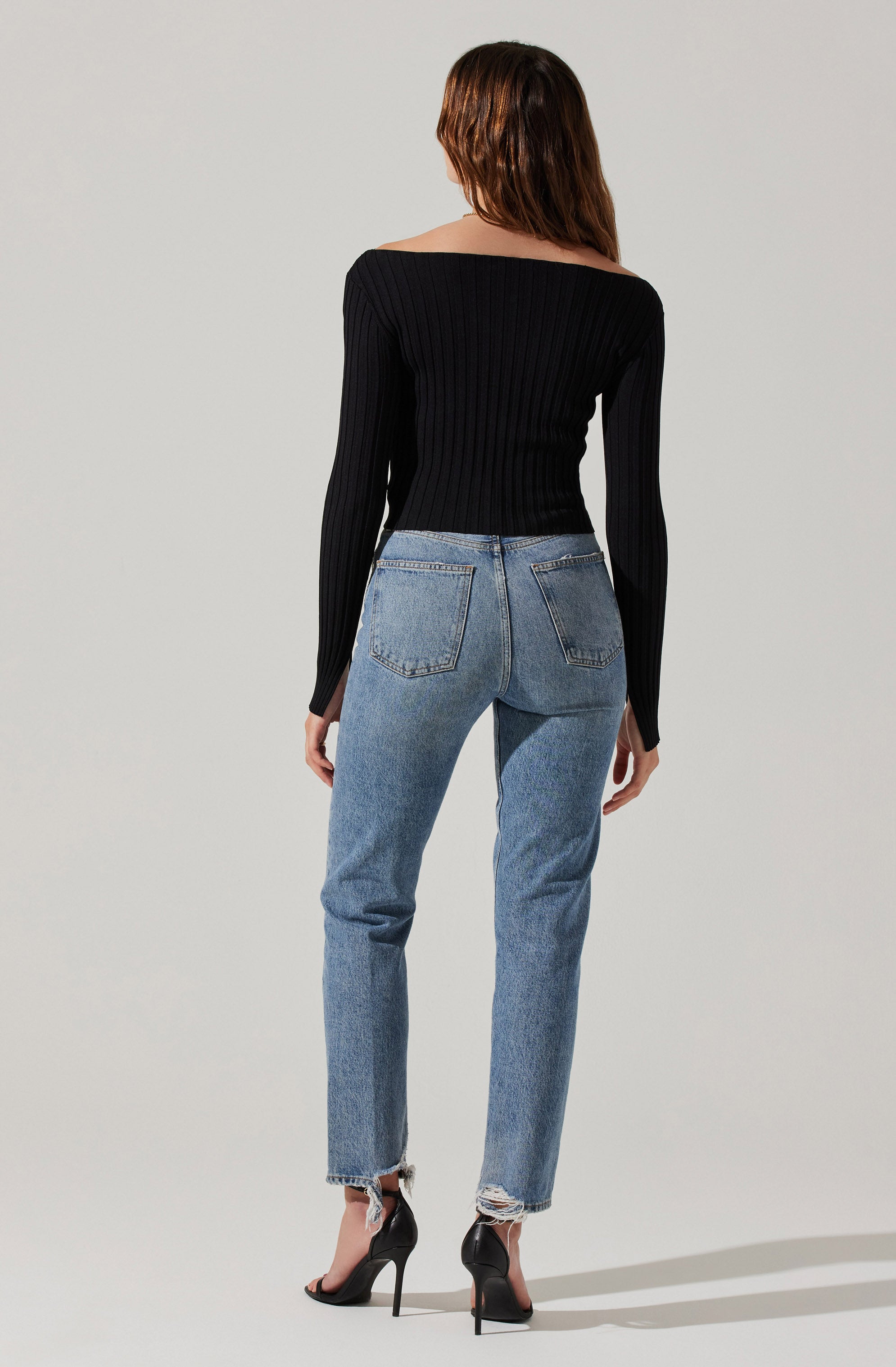 Alessandra Off Shoulder Ribbed Sweater