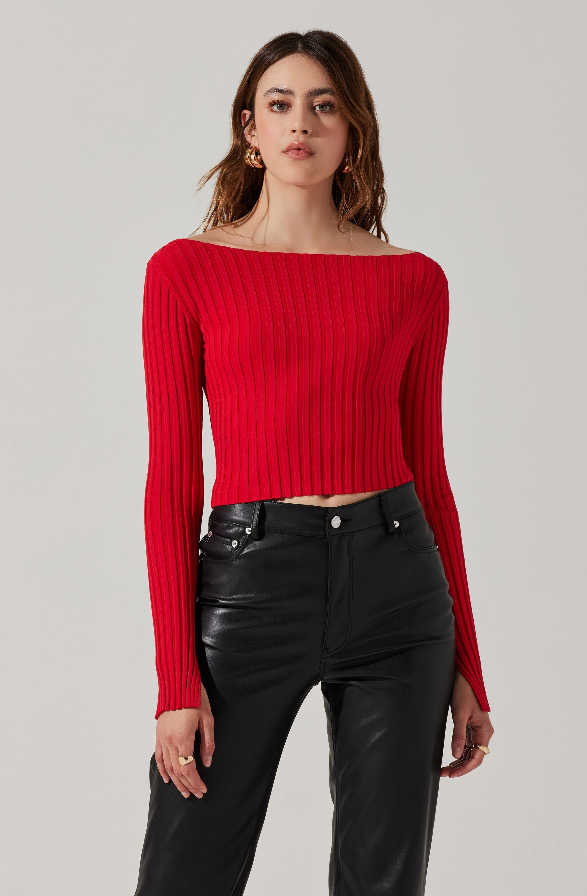 Alessandra Off Shoulder Ribbed Sweater