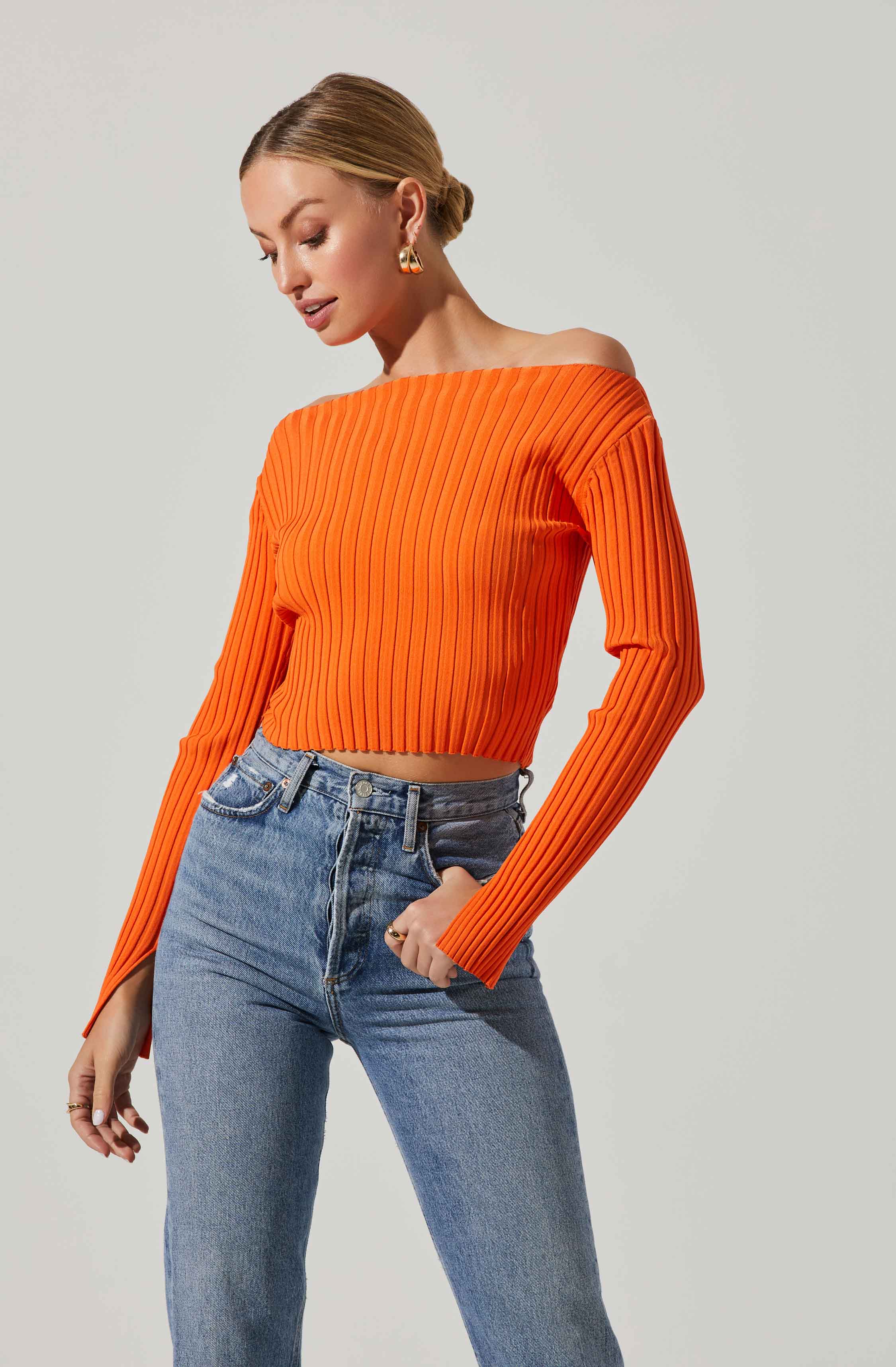 Alessandra Ribbed Off Shoulder Sweater - Shop Now