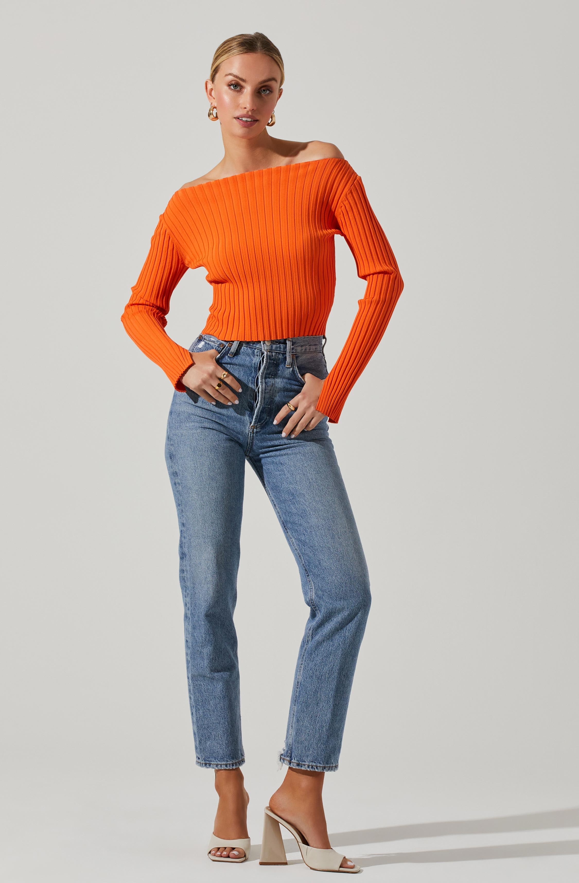 Alessandra Ribbed Off Shoulder Sweater - Shop Now