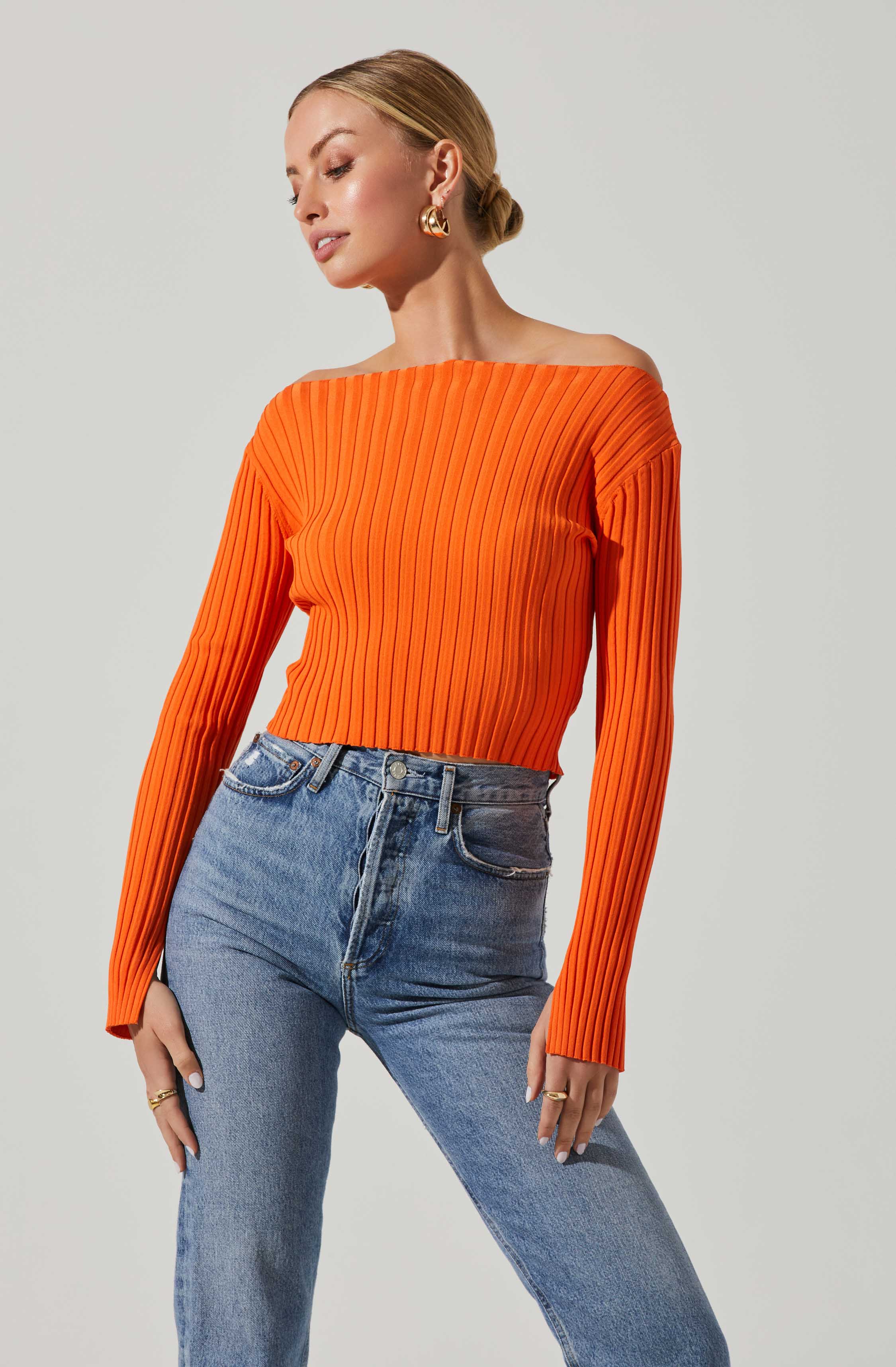 Alessandra Ribbed Off Shoulder Sweater - Shop Now