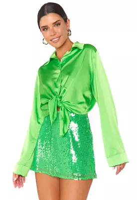 All Night Skort - Bright Green Sequins is transformed into Bright Green Sequin All Night Skort