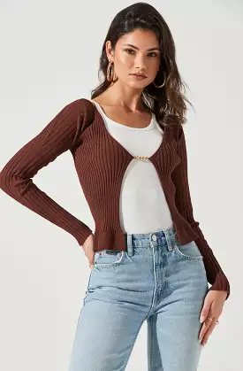 Angelique Ribbed Knit Chain Cardigan