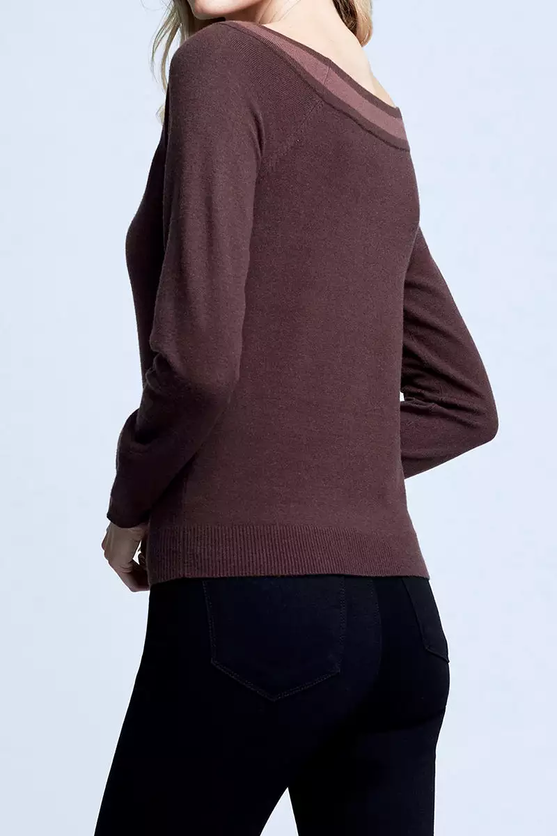 Antoinette V-Neck Sweater - Chocolate Brown