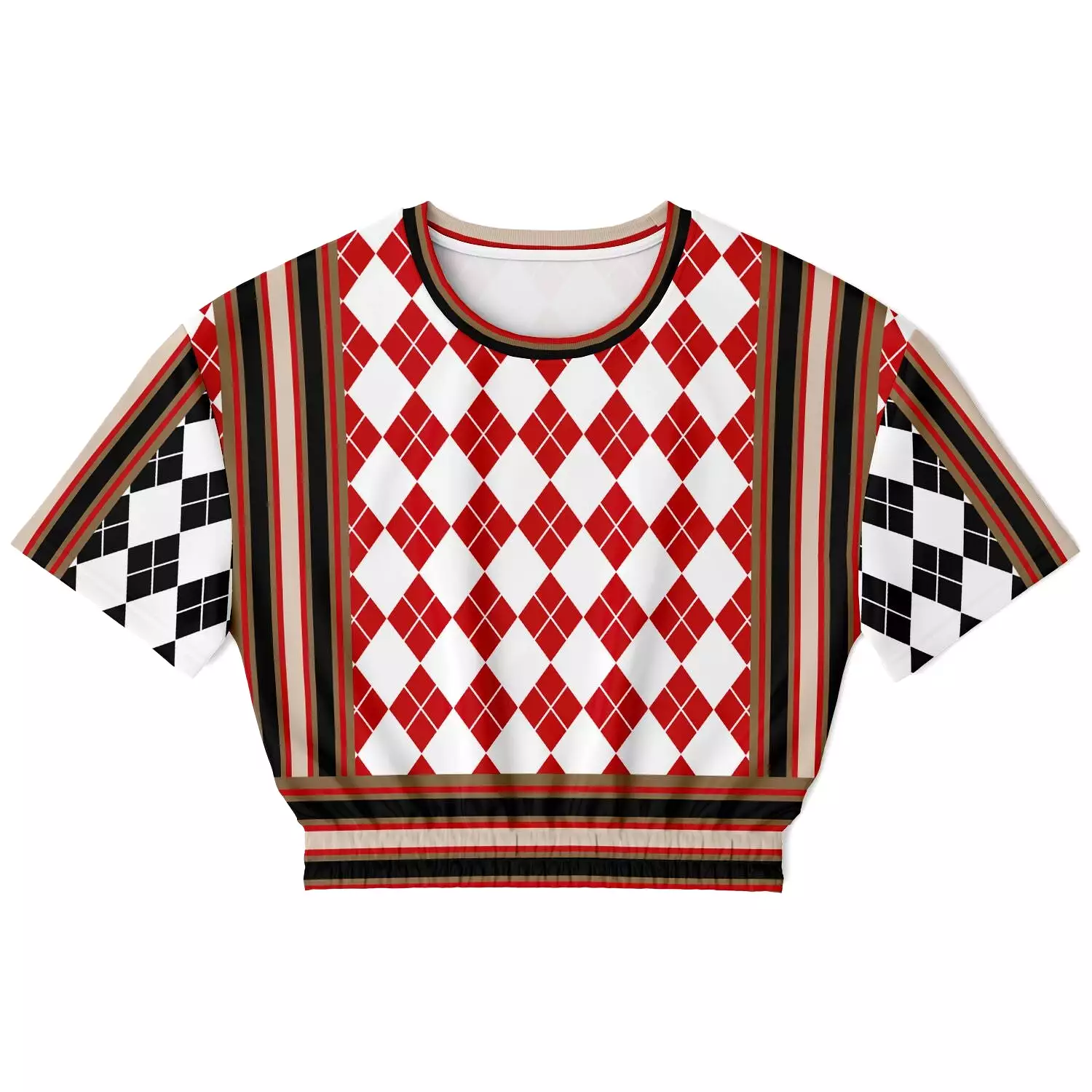 Argyle Short Sleeve Cropped Sweater