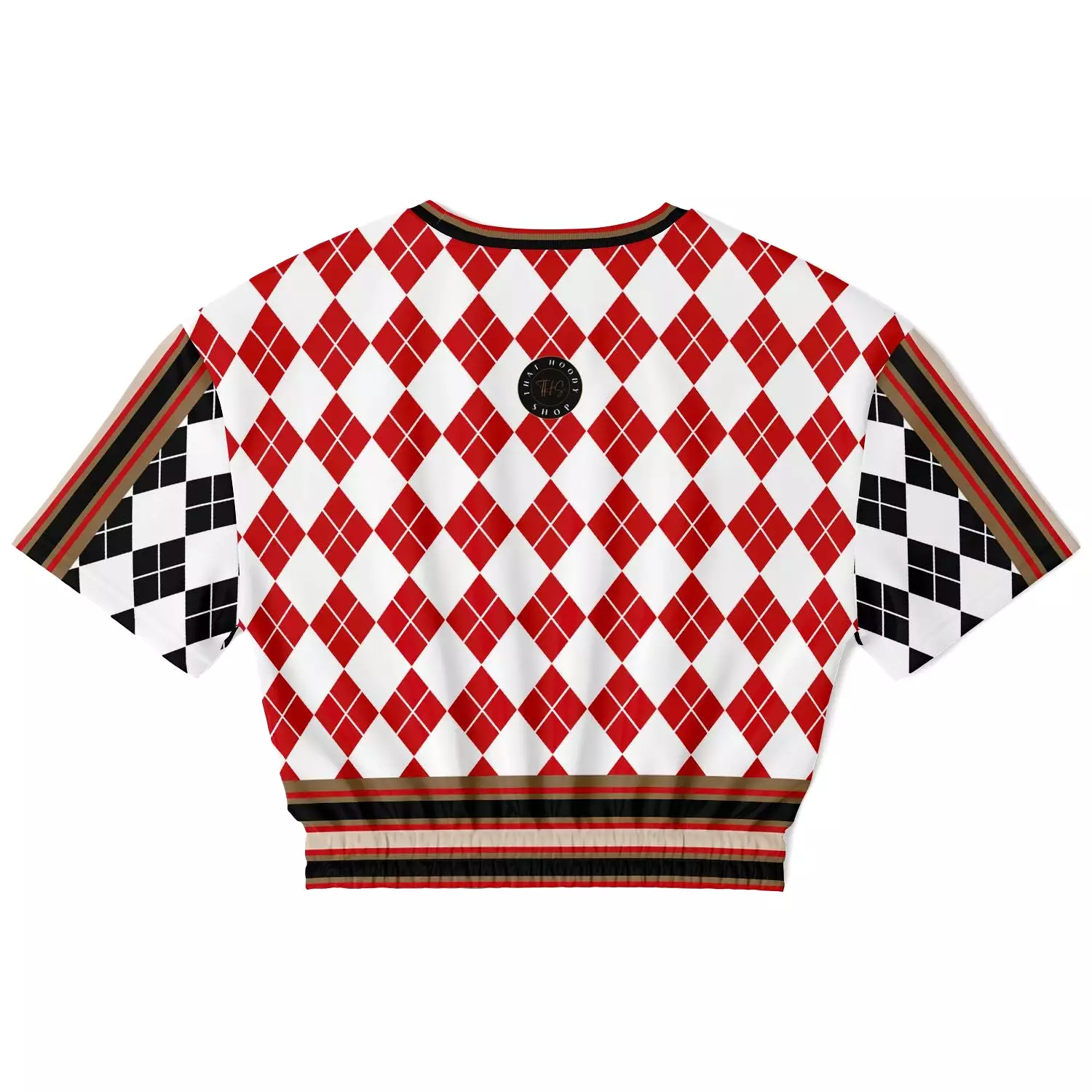 Argyle Short Sleeve Cropped Sweater