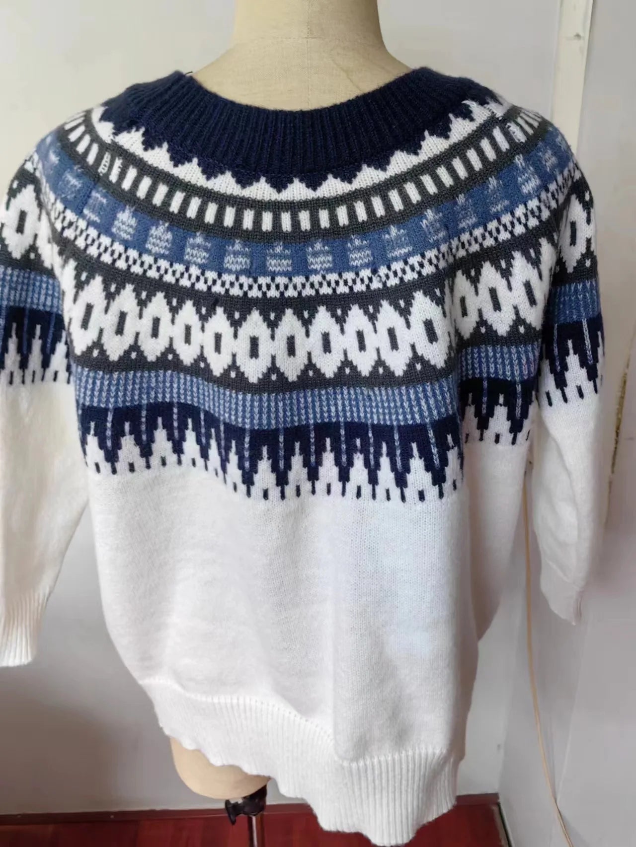 Ashore Women's Fair Isle Jacquard Knit Sweater Pullover - Traditional Cotton