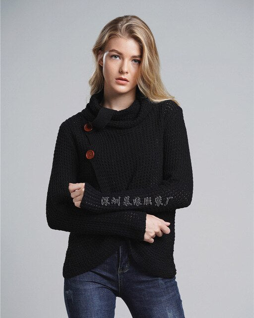 Ashore Women's High Collar Long Sleeve Button Cardigan Sweater