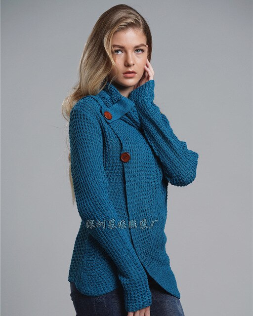 Ashore Women's High Collar Long Sleeve Button Cardigan Sweater