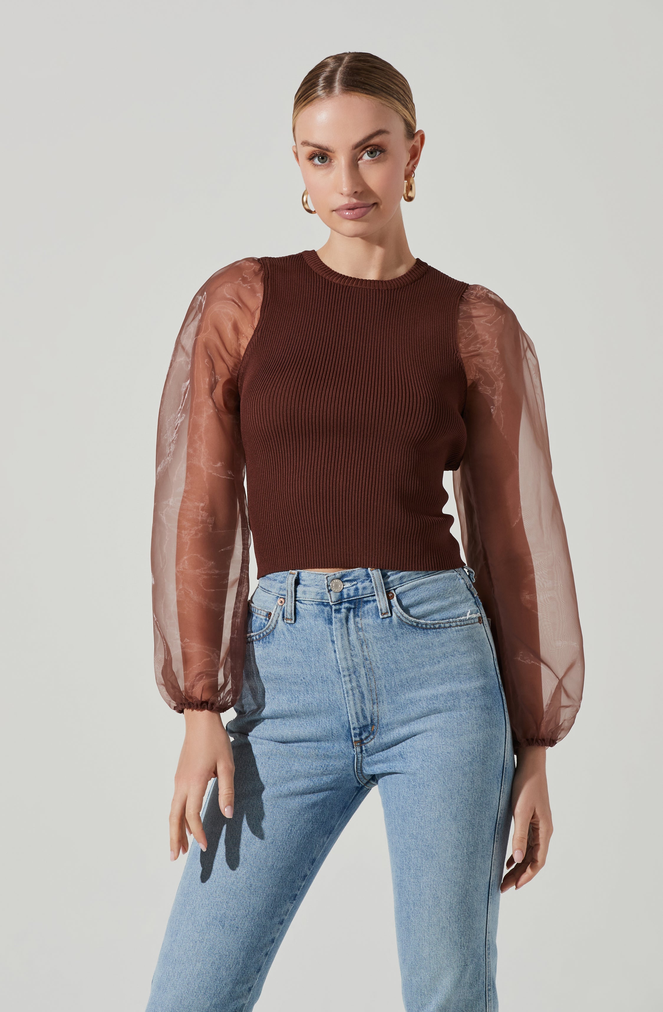 Audrina Chiffon Sleeve Sweater - Shop now for trendy chiffon sleeve sweater options.