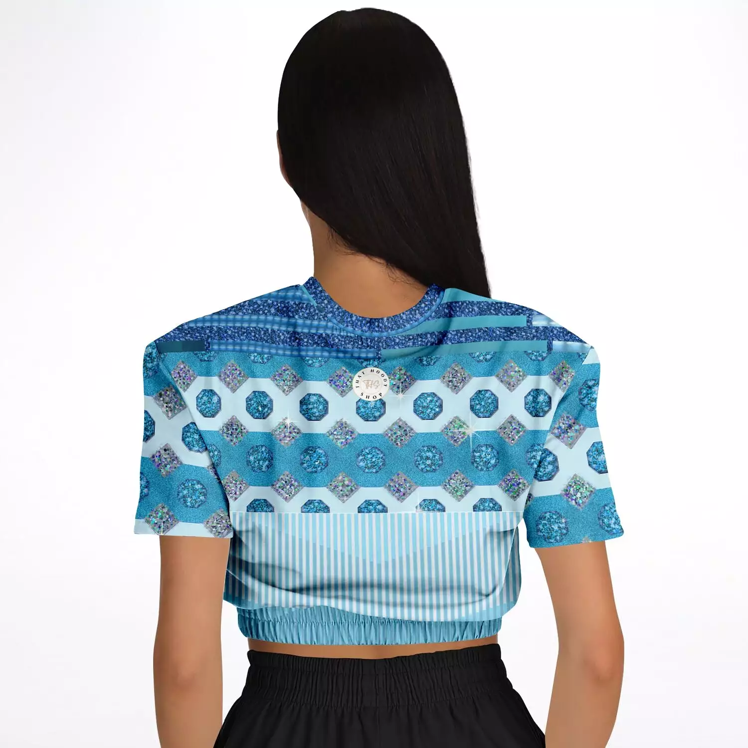 Azure Cropped Short Sleeve Sweater in Eco-Polyester