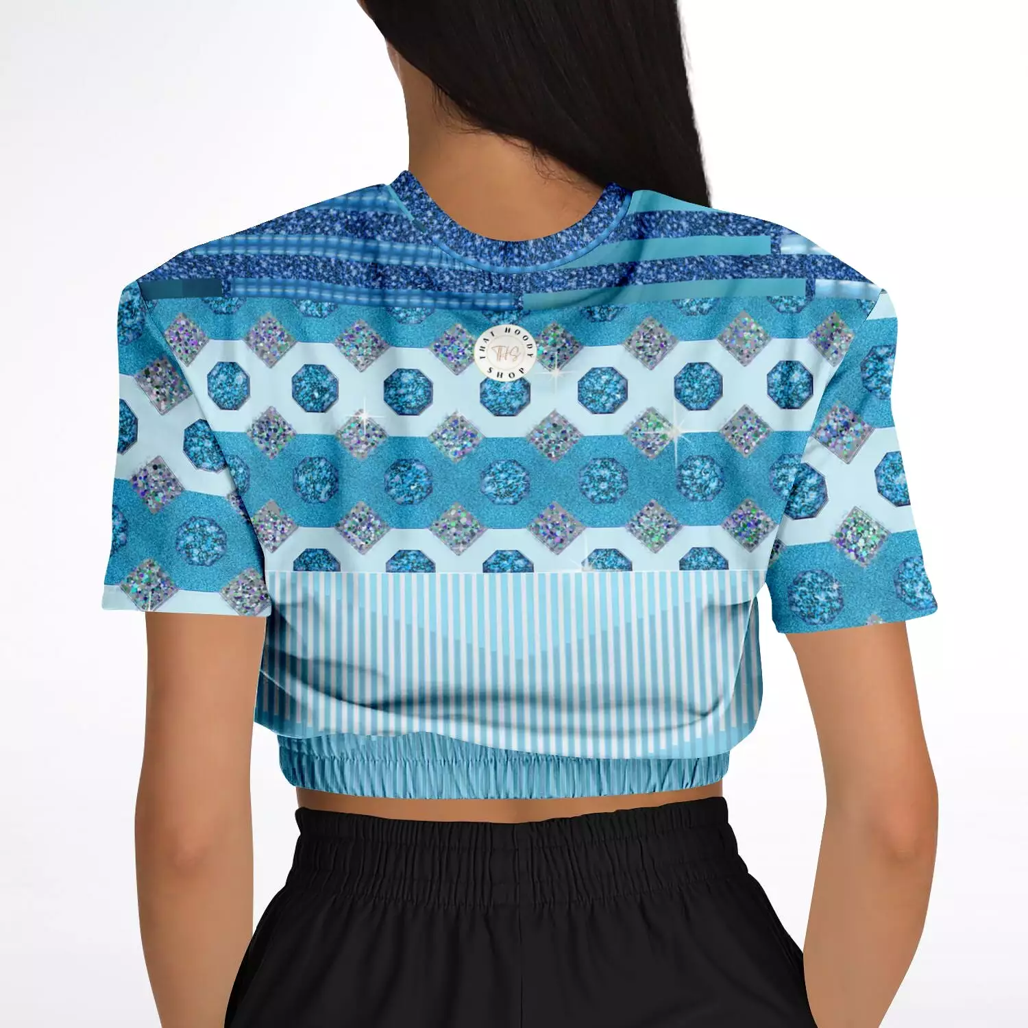 Azure Cropped Short Sleeve Sweater in Eco-Polyester