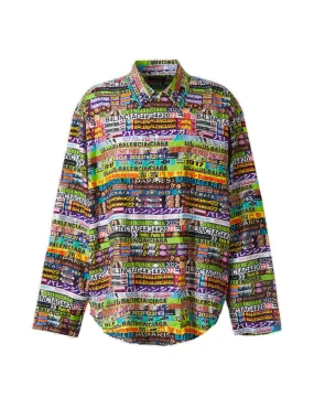 Balenciaga All-Over Print Long-Sleeve Shirt