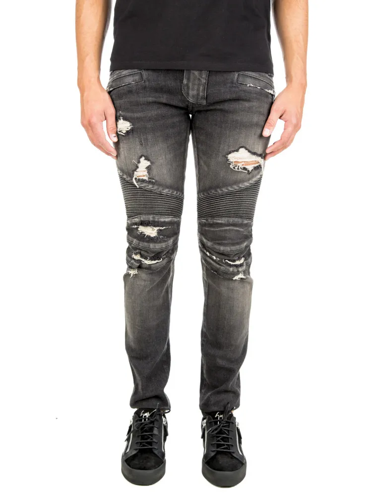 Balmain distressed biker jeans | Credomen