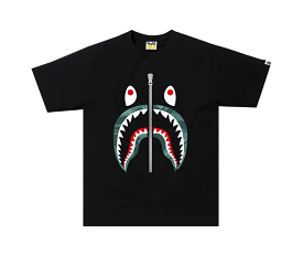 BAPE Black Green Color Camo Shark Tee