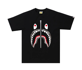 BAPE Black Grey Color Camo Shark Tee