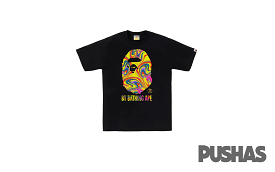 Bathing Ape T-Shirt Black 2023, Bape Marbling Design - Shop Now